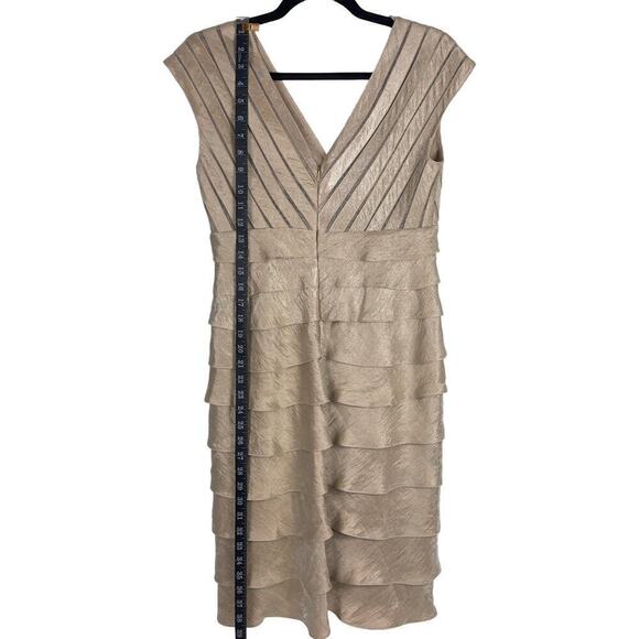 Adrianna Papell Tiered Ruffle Pleated Bodice Satin Dress (8) - Picture 9 of 16